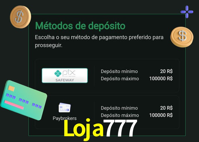 O cassino Loja777 oferece uma grande variedade de métodos de pagamento